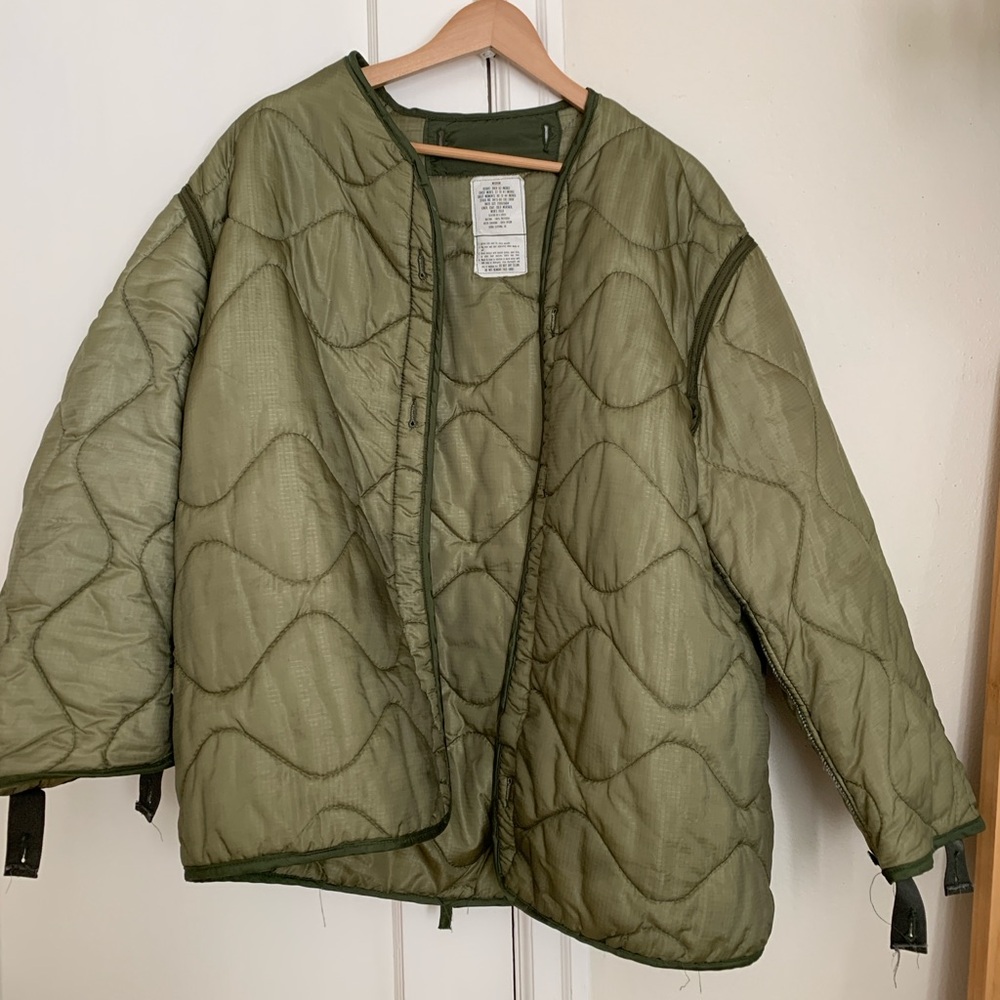 Vintage Green Military Liner Jacket | Quilted Jacket size M